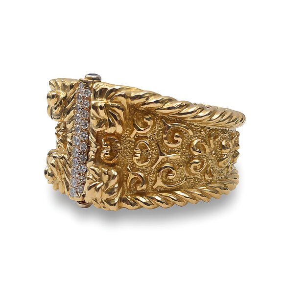 18K Gold Diamond & Ruby Handcrafted Bangle Limited Edition - Picture 5 of 16